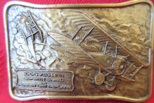 Vintage 1976 Bergamot Brass Works Dog Fight Triplane L-38 Belt Buckle picture