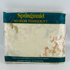Vtg Springmaid Double Fitted Bed Sheet Key Largo Full 54x76 Mattress 160 Count picture