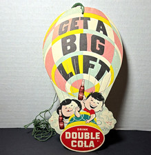 Double Cola Vintage Hanging Die-Cut Soda Sign “Get a Big Lift” DC-28 FAN PULL picture