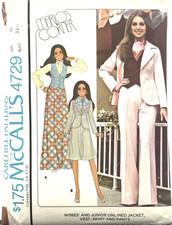 McCall's Carefree Pattern #4729 - Jacket, Vest, Skirt & Pants (Size 10) Cut/1975 picture