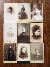 9 C.1800’s Cabinet Cards ~ Victorian Women, Collection, Display, Props, Jewelry picture