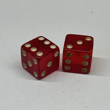 Vintage Translucent RED Bakelite Dice 15mm 5/8” Inch SET Of 2 picture