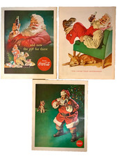 3 Vintage SATURDAY EVENING POST Magazines COCA-COLA SANTA CHRISTMAS Backs 1952 + picture