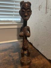 Antique Hemba Female Ancestor Figure Singiti Wood Congo African Tribal Art 11'' picture