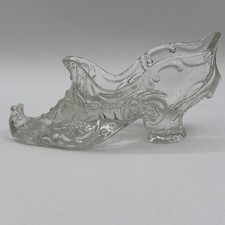 Mosser Glass Co, Crystal Glass Rose Slipper 5”3/4 x 3” Made In USA picture