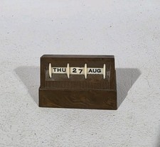 VTG 1970s Bakelite Perpetual Desk Calendar Brown Marbled Dial Date Month picture