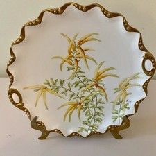 Antique LRL Limoges Handpainted Signed HENRIOT Gold Decorative Plate Whe G2U picture