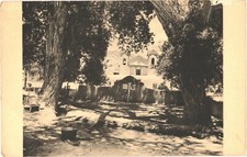 Chimayo NM El Santuario Church Old Cottonwoods Postcard 1947 Photo Laura Gilpin picture