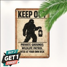 Sasquatch Warning Caution Notice Sign Rustic Outdoor Cabin Metal Sign 8x12 picture