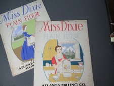 2 Hand Drawn Ads for Mix Dixie Plain Flour - Atlantic Milling Co - Signed -  174 picture