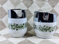 Vintage GEMCO Sugar & Creamer Set Spring Blossom Crazy Daisy Green picture