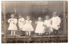 c 1910 Six ADORABLE Little Children on Porch Antique Vintage Photo Postcard RPPC picture