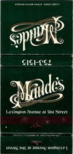 Maude's Lexington Avenue At 51st Street Vintage Matchbook Cover TMM23-5-2 picture