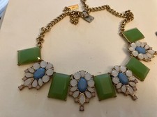 vintage estate green blue and white rhinestone choker necklace picture