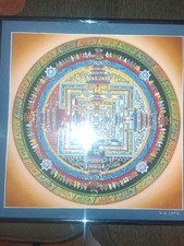 Framed Buddhist Mandala Wall Art Print Poster Signed D. Lama picture