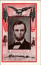 Abraham Lincoln Patriotic Eagle Flags Civil War Era Historical Postcard J.I picture