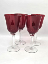 Ruby Red - Tulip Style Stem - Wine Glass Goblet - Art Glass - 7