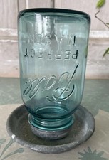 Rustic Galvanized Chicken Water Feeder w/ 1 Qt Ball Blue Perfect Mason Jar picture