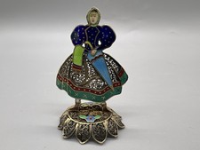 VTG Portuguese Enameled Filigree 1.75” Metal Figurine picture