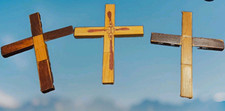 3-Handmade Wooden Magnetic Christian Crosses . 5 3/4 L X 4 1/2 W picture