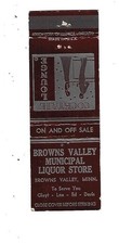 Browns Valley Municipal Liquor Store   Matchcover    Browns Valley, MINN. picture