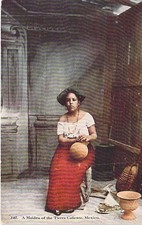 A Maiden of the Tierra Caliente Mexico Woman Traditional Dress Pottery Postcard picture