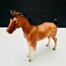 Vintage Japan Brown White Horse Pony Figurine 5 Inch Tall Ceramic Porcelain A323 picture