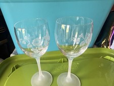 Pair of Avon Hummingbird Etched Wine Glasses/goblets picture
