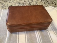 AMANCY Elegent Handmade Brown  Cedar Wood Lined 4 Cigar Humidor Case picture