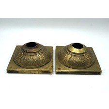 Pair Antique Fraget N Plaque Candlestick BASE ONLY 19th Century Judaica picture