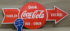 Drink Coca Cola Porcelain Enamel Sign  40 x 16.5 Inches 1 Sided picture
