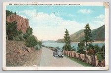 Postcard c1936 Washington Evergreen Highway Along Columbia River picture