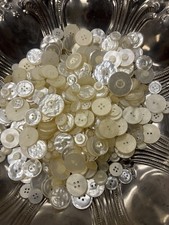 1 Lb Vintage Pearlized Buttons Random Mixed Lot White Ivory Assorted Sizes picture