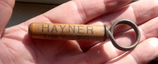 COMPLIMENTS OF HAYNER LOCK BOX 290 EARLY 1900 WHISKEY ADVERTING CORKSCREW picture