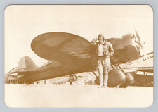 Postcard Van Nuys CA Pancho Barns Prop Aircraft Woman Speed Record 1930 Reprint picture