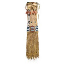 Indian Beaded Suede Leather tobacco Native Beaded pouch, hide tobacco pipe bag picture