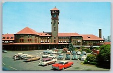 Vintage Postcard OR Portland Union Station Old Cars Chrome -13630 picture