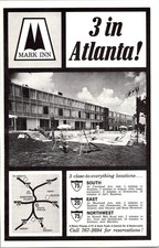 Mark Inn 3 In Atlanta Room Phones TV Swim Pools Restaurants 1966 GA Ad TAK2-3 picture