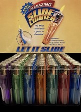 FULL CASE of 56 Amazing Slide Lighters Electronic Adjustable Flame Refillable picture