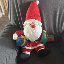 VTG 90’s Puffy Nylon Parachute Santa Claus Christmas Plush Decoration 20” Korea picture