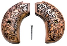 Heritage Rough Rider Birdshead Carved Walnut Maverick Grips Fits .22 LR Mag picture