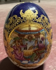 Vintage Porcelain Egg Cobalt Blue 