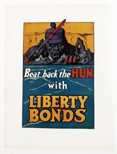 Original 1919 US WWI Small Format Poster - Beat Back the Hun With Liberty Bonds picture