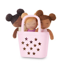 LullaBaby Bathtime Set with 3 Plush Bath Dolls in Pink Basket picture