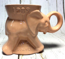 1989 Frankoma Pottery Peach Elephant Collectible Mug GOP Bush Quale picture
