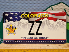 Colorado Vanity License Plate IN GOD WE TRUST ZZ New Specialty Optional Graphic picture