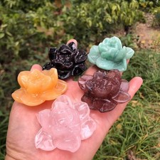 10pc Natural Mix Quartz Hand Carved Crystal Flower Reiki Healing Gift Random picture
