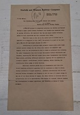 Vintage 1940 N&W Norfolk & Western Railway 8x14 News Release Proof RR Horner picture