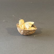 Vintage Sleeping Fairy Baby in Walnut Shell Ceramic Figurine  3