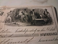 SLING'S 🪙RARE 1858 Leonardsville NY deposit check $20 Beautiful Artwork 🎨  picture